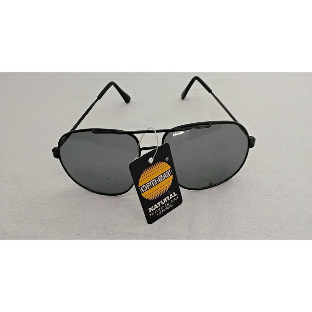 Vintage Opti-Ray Aviator unisex Black Framed Sunglasses New